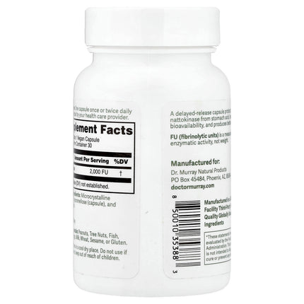 Dr. Murray's Nattokinase, 2,000 FU, 30 Vegan Capsules, label view 8