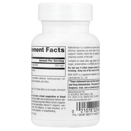 Source Naturals NSK-SD, Nattokinase, 200 mg, 30 Vegan Capsules, label view 7