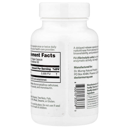 Dr. Murray's Nattokinase, 2,000 FU, 60 Vegan Capsules, label view 17
