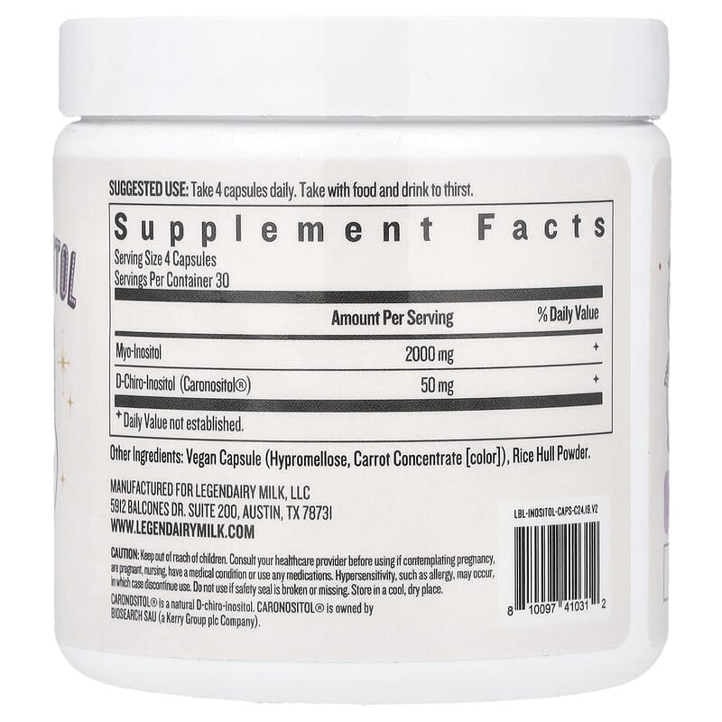 Legendairy Milk, Myo & D-Chiro Inositol , 120 Vegan Capsules