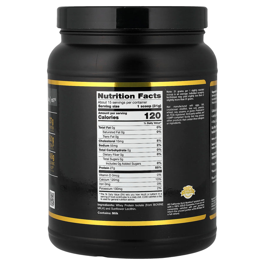 California Gold Nutrition, Sport, Whey Protein Isolate, Unflavoured, 1 lb (454 g)