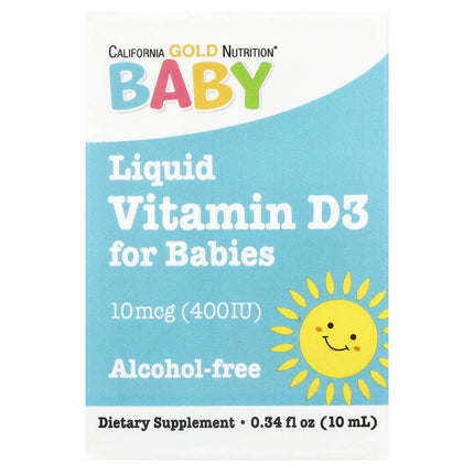 California Gold Nutrition Baby Vitamin D3 Drops 400 IU 10 ml bottle