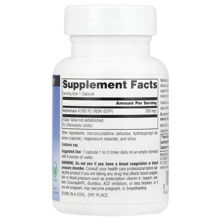 Source Naturals NSK-SD, Nattokinase, 200 mg, 30 Vegan Capsules, label view 8