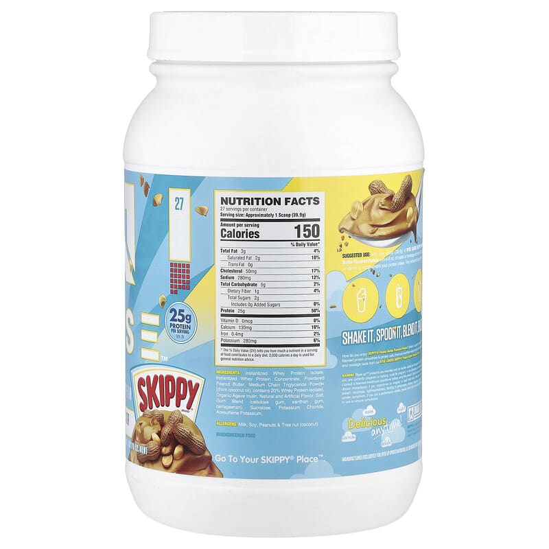 Skippy peanut butter container with label on a white background