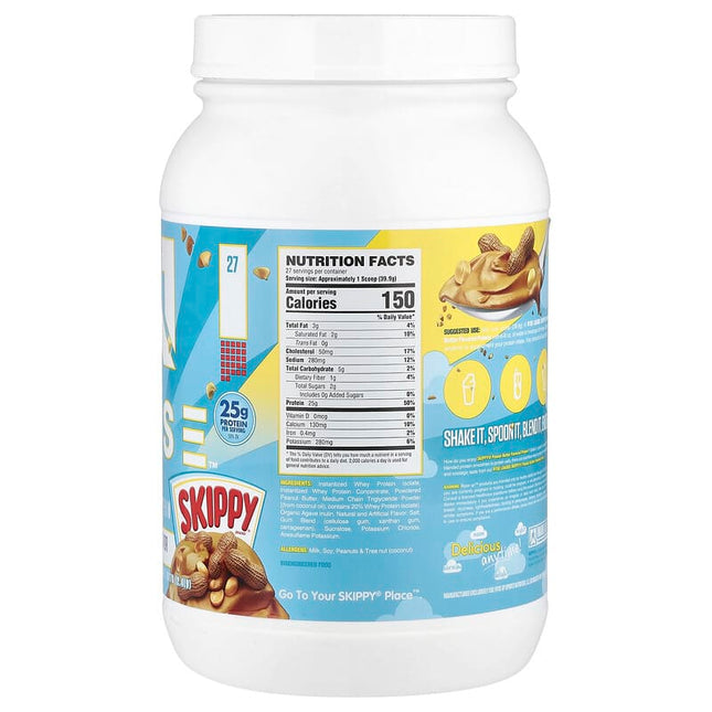 Skippy peanut butter container with label on a white background