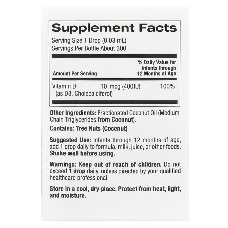 California Gold Nutrition Baby Vitamin D3 Drops 400 IU 10 ml bottle