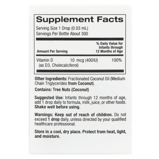 California Gold Nutrition Baby Vitamin D3 Drops 400 IU 10 ml bottle