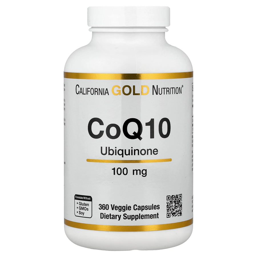 California Gold Nutrition CoQ10 USP Grade Ubiquinone 100 mg 360 veggie capsules bottle