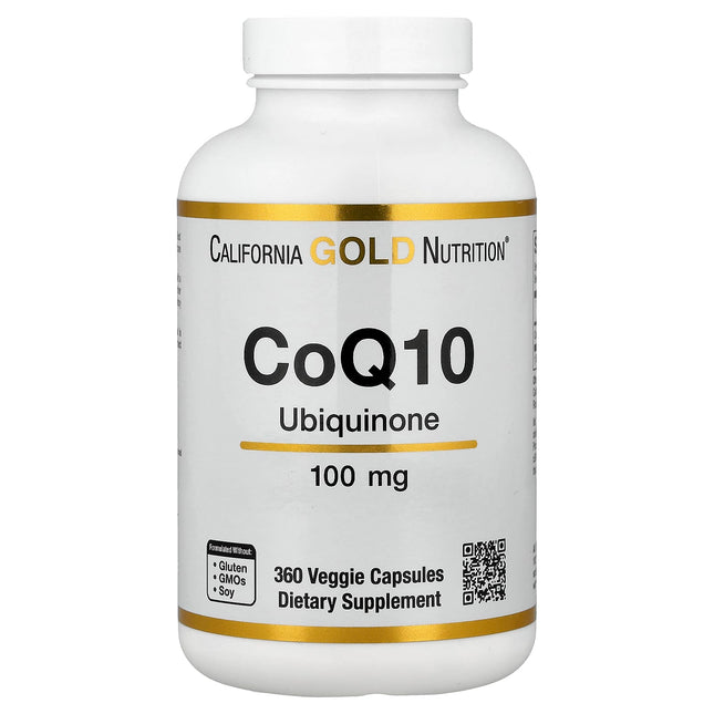 California Gold Nutrition CoQ10 USP Grade Ubiquinone 100 mg 360 veggie capsules bottle