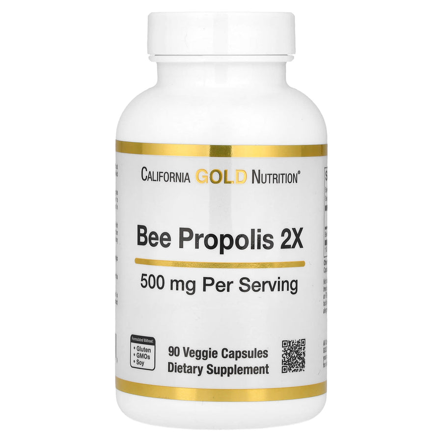 California Gold Nutrition Bee Propolis 2X Concentrated Extract 500 mg capsules bottle