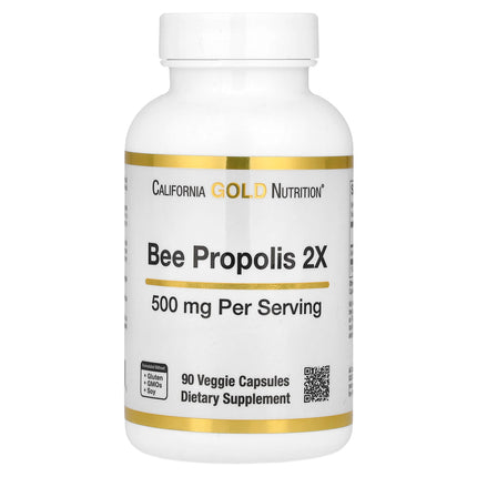 California Gold Nutrition Bee Propolis 2X Concentrated Extract 500 mg capsules bottle