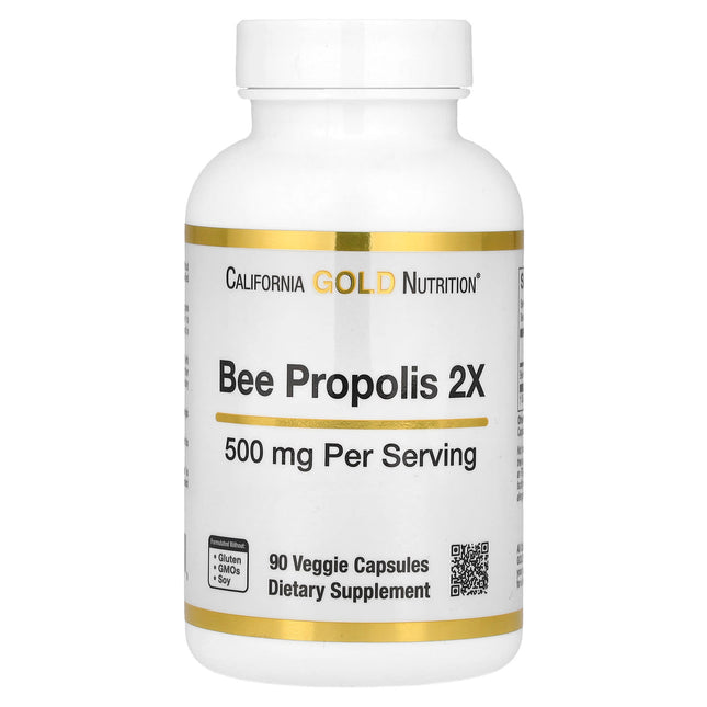 California Gold Nutrition Bee Propolis 2X Concentrated Extract 500 mg capsules bottle