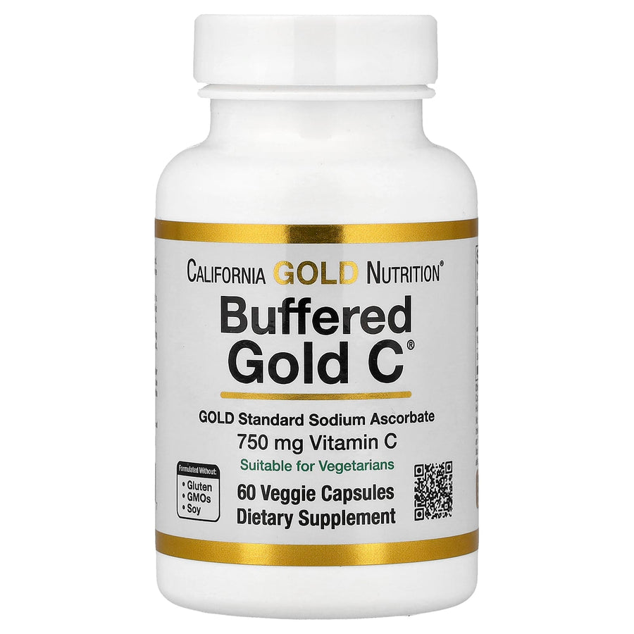California Gold Nutrition Buffered Gold C Sodium Ascorbate Vitamin C capsules bottle