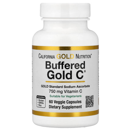 California Gold Nutrition Buffered Gold C Sodium Ascorbate Vitamin C capsules bottle