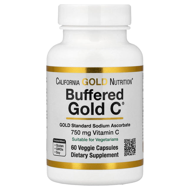 California Gold Nutrition Buffered Gold C Sodium Ascorbate Vitamin C capsules bottle