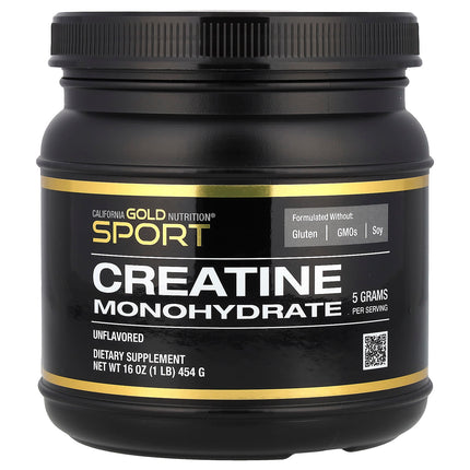 California Gold Nutrition, Sport, Pure Creatine Monohydrate, Unflavoured, 1 lb (454 g)