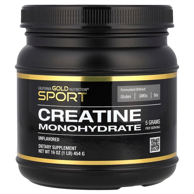 California Gold Nutrition, Sport, Pure Creatine Monohydrate, Unflavoured, 1 lb (454 g)