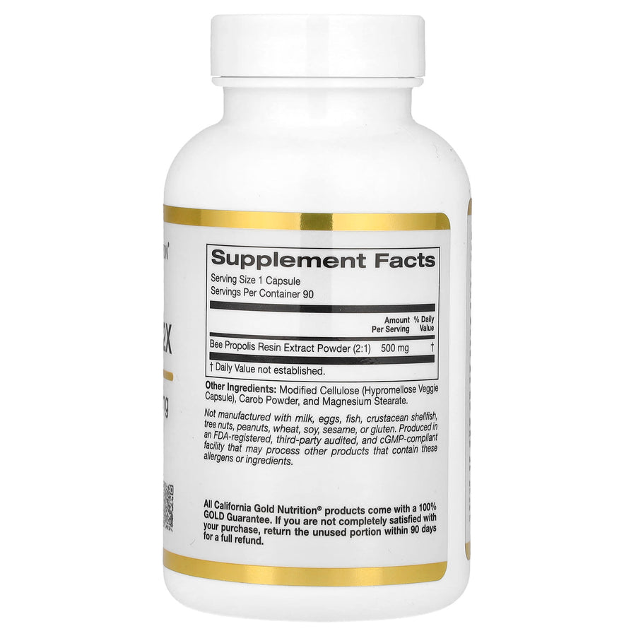 California Gold Nutrition Bee Propolis 2X Concentrated Extract 500 mg capsules bottle