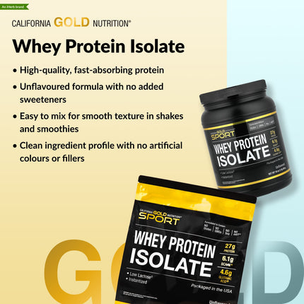 California Gold Nutrition, Sport, Whey Protein Isolate, Unflavoured, 1 lb (454 g)