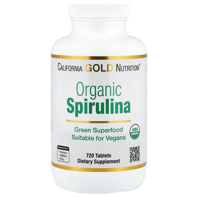 California Gold Nutrition Organic Spirulina 500 mg tablets bottle