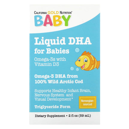 California Gold Nutrition Babys DHA Omega-3 Vitamin D3 EPA liquid drops 59 ml bottle