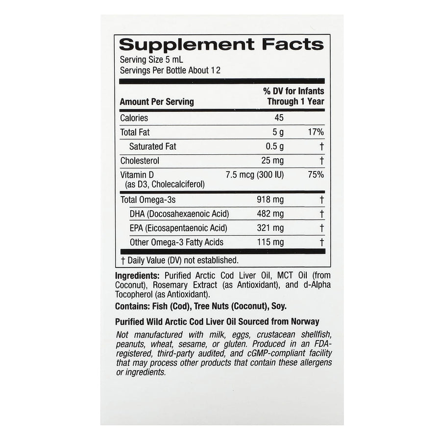 California Gold Nutrition Babys DHA Omega-3 Vitamin D3 EPA liquid drops 59 ml bottle