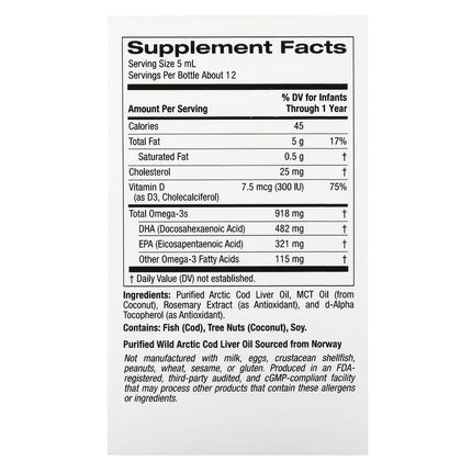 California Gold Nutrition Babys DHA Omega-3 Vitamin D3 EPA liquid drops 59 ml bottle