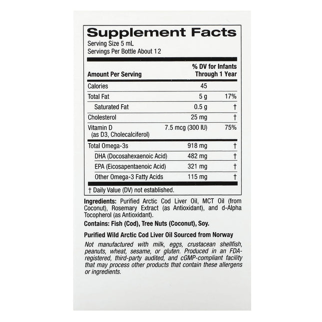 California Gold Nutrition Babys DHA Omega-3 Vitamin D3 EPA liquid drops 59 ml bottle