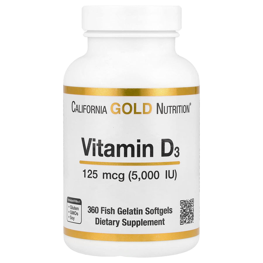 California Gold Nutrition Vitamin D3 5000 IU 125 mcg capsules bottle