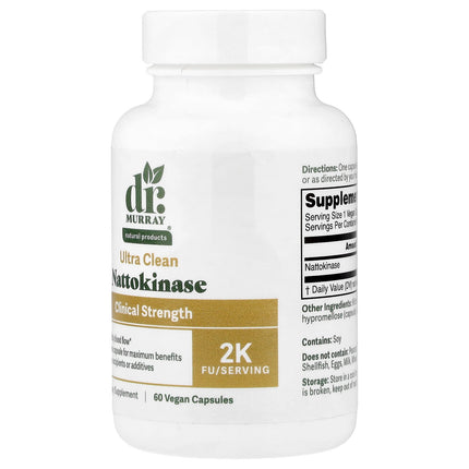 Dr. Murray's Nattokinase, 2,000 FU, 60 Vegan Capsules, label view 20