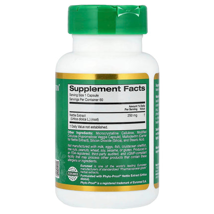 California Gold Nutrition EuroHerbs Nettle Root Extract, Euromed Quality, 250 mg