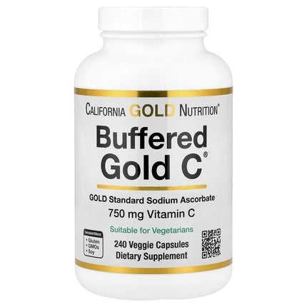 California Gold Nutrition Buffered Gold C Sodium Ascorbate Vitamin C capsules bottle