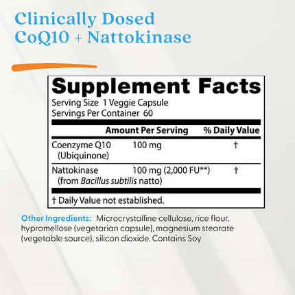 Doctor's Best CoQ10 + Nattokinase, 60 Veggie Caps, packaging detail 4