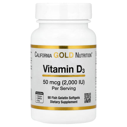 California Gold Nutrition Vitamin D3 2000 IU 50 mcg capsules bottle