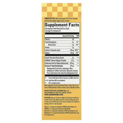 Legendairy Milk, She's Glowing™, Daily Collagen & Fiber Powder, Tropical, 18 Stick Packs, 0.32 oz (9 g) Each