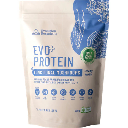 EVOLUTION BOTANICALS EVO+ Protein Functional Mushrooms Creamy Vanilla 450g