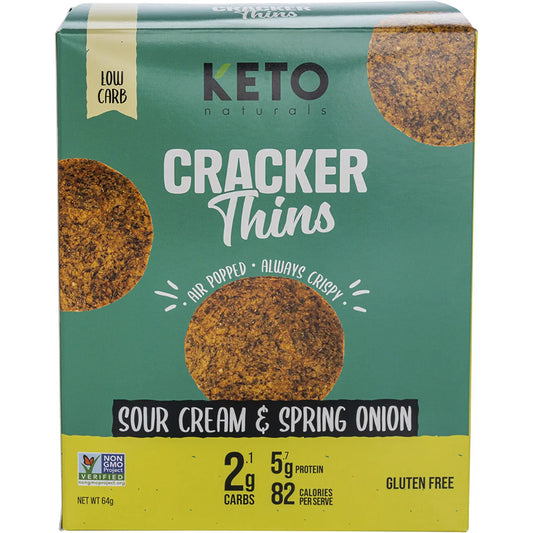 KETO NATURALS Cracker Thins Sour Cream & Spring Onion 6x64g