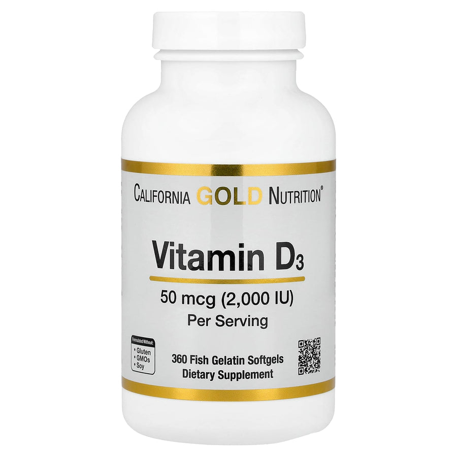 California Gold Nutrition Vitamin D3 2000 IU 50 mcg capsules bottle