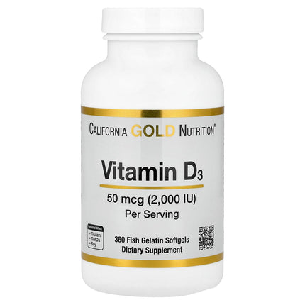 California Gold Nutrition Vitamin D3 2000 IU 50 mcg capsules bottle