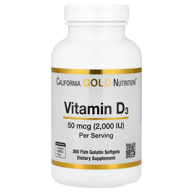 California Gold Nutrition Vitamin D3 2000 IU 50 mcg capsules bottle