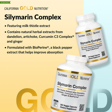 California Gold Nutrition Silymarin Complex veggie capsules close-up
