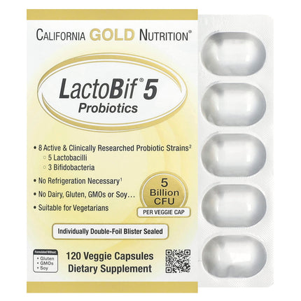 California Gold Nutrition LactoBif 5 Probiotics 5 Billion CFU capsules bottle