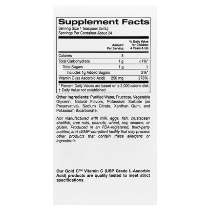 California Gold Nutrition Kids Gold C Liquid Vitamin C Orange 118 ml bottle