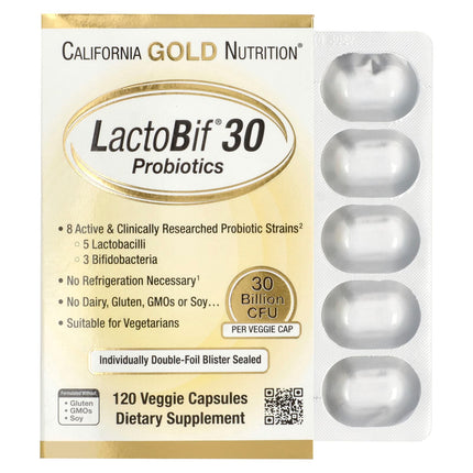 California Gold Nutrition LactoBif 30 Probiotics 30 Billion CFU capsules bottle