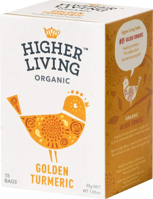 Higher Living Golden Turmeric Herbal Tea – 15 Tea Bags