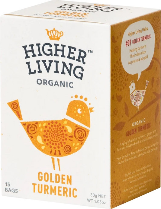 Higher Living Golden Turmeric Herbal Tea – 15 Tea Bags