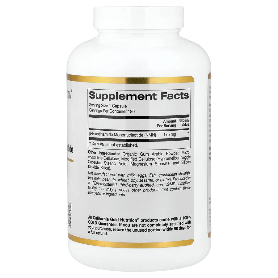 California Gold Nutrition NMN Nicotinamide Mononucleotide 175 mg capsules bottle