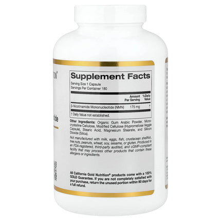 California Gold Nutrition NMN Nicotinamide Mononucleotide 175 mg capsules bottle