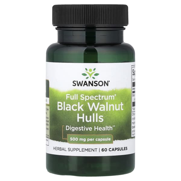 Swanson Full Spectrum® Black Walnut Hulls, 500 mg, 60 Capsules