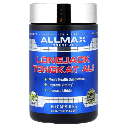 ALLMAX Essentials Longjack Tongkat Ali 325mg, 60 vegan capsules, front label